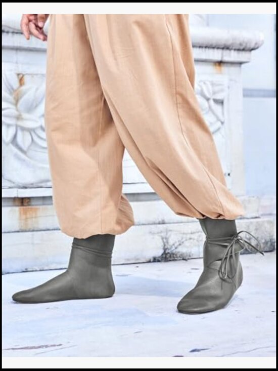 Medieval Slip On Lace Up Boots Cosplay Western Pirate Viking Cuff Shoes main image 4